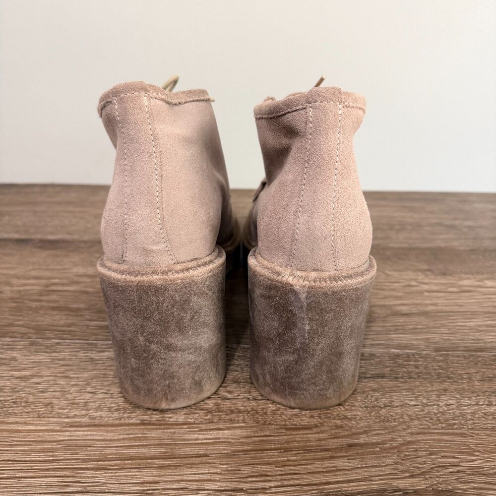 Lucky Brand Hollia Suede Ankle Boots Lug Heel Lace Up Taupe Women's 9M - Picture 3 of 12